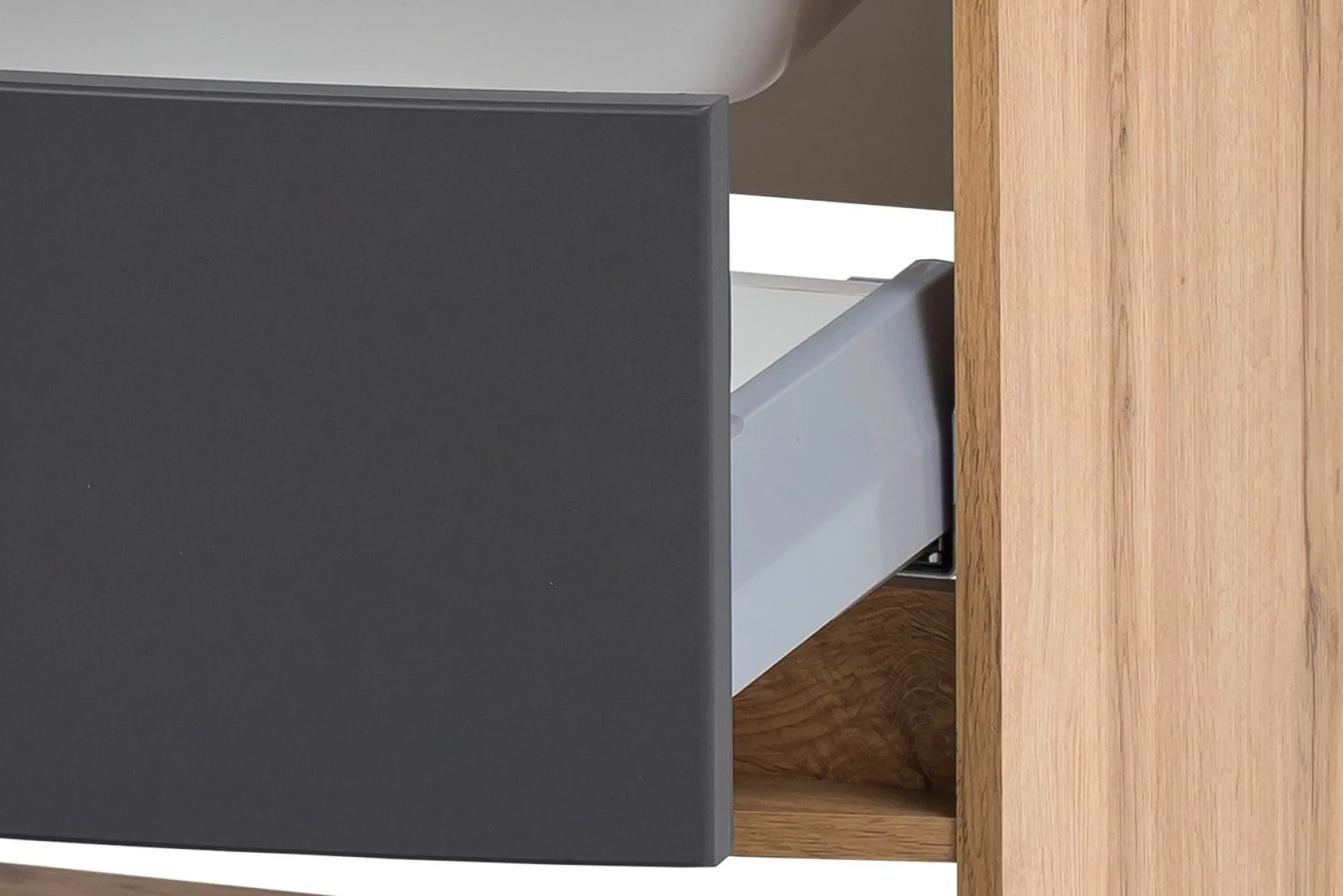 Waschtischunterschrank Kornel 80cm grau Waschbecken - Eiche/mattgrau