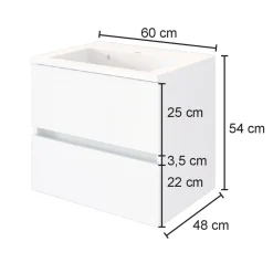 Waschtischunterschrank Luna 60cm 2 Schubladen - Eiche/grau