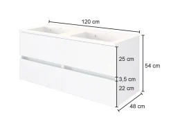 Waschtischunterschrank Luna 120cm mit Doppelwaschbecken und 4 Schubladen - graphit/quecksilber
