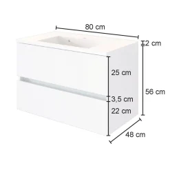 Waschtischunterschrank Luna 80cm 2 Schubladen - graphit/quecksilber
