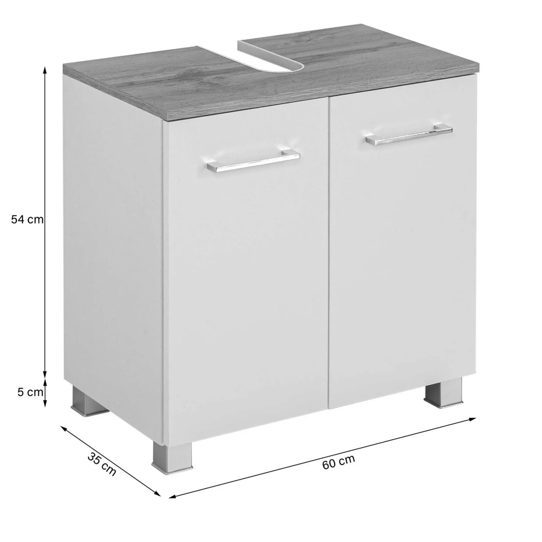 Waschtischunterschrank Pares 60cm 2 Schubladen - graphit/wotan eiche