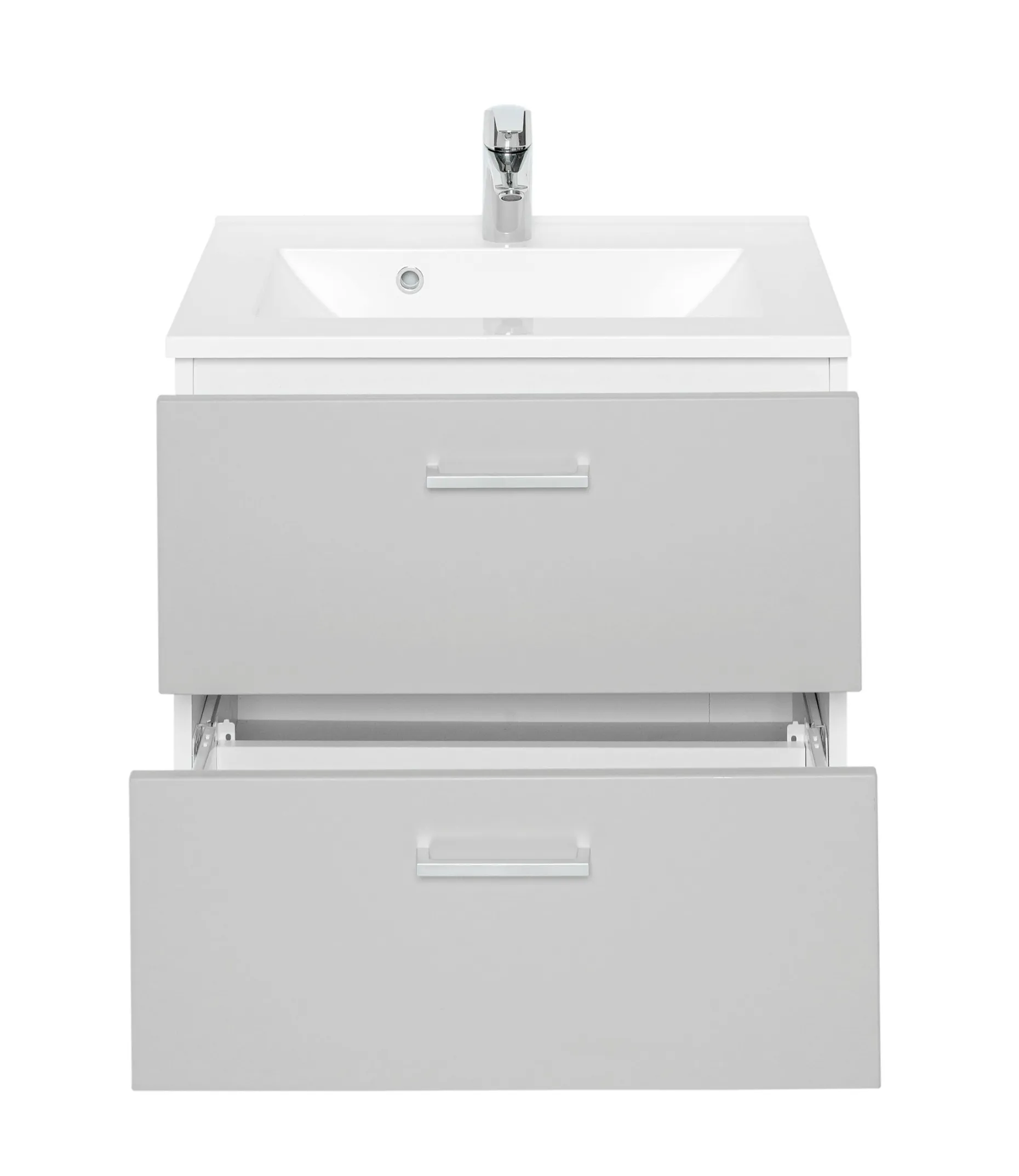 Waschtischunterschrank Ricca 60cm 2 Schubladen - weiß/hellgrau