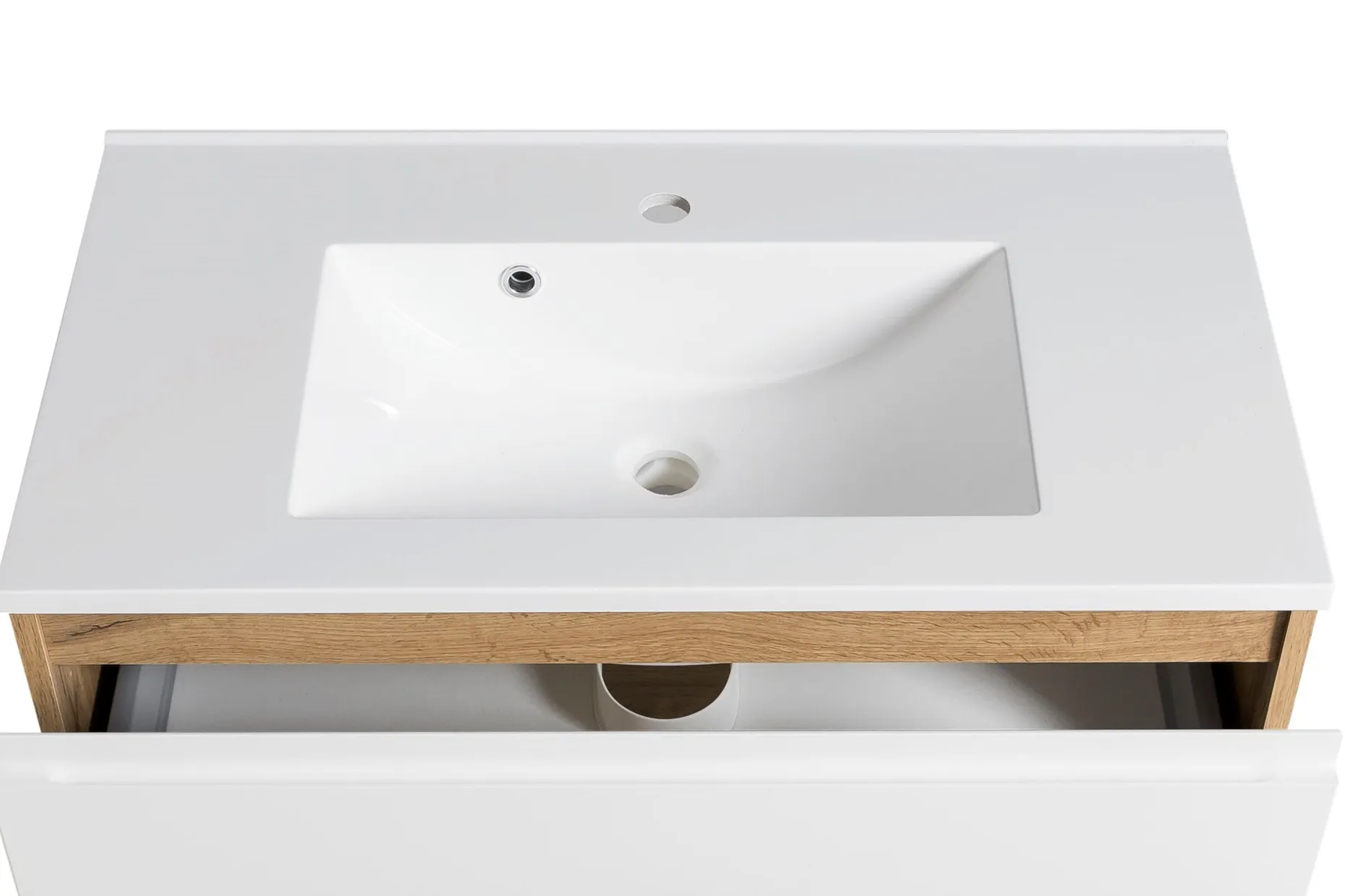 Waschtischunterschrank Varese | 80 x 47 x 56 cm | Wotan Oak / Design weiß