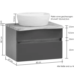 Waschtischunterschrank Vikas 61cm 2 Schubladen - Eiche