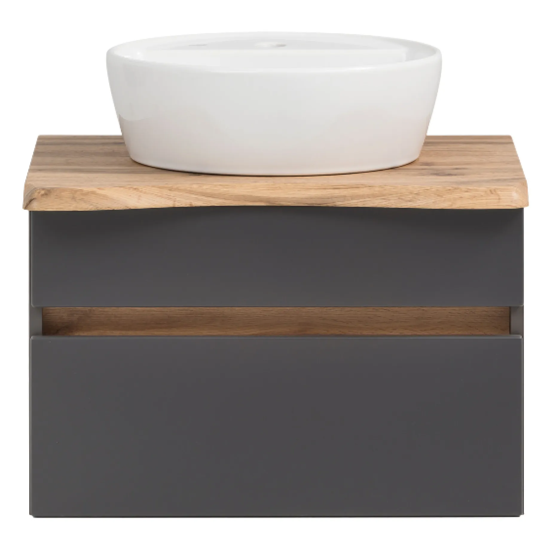 Waschtischunterschrank Vikas 61cm 2 Schubladen - anthrazit/eick