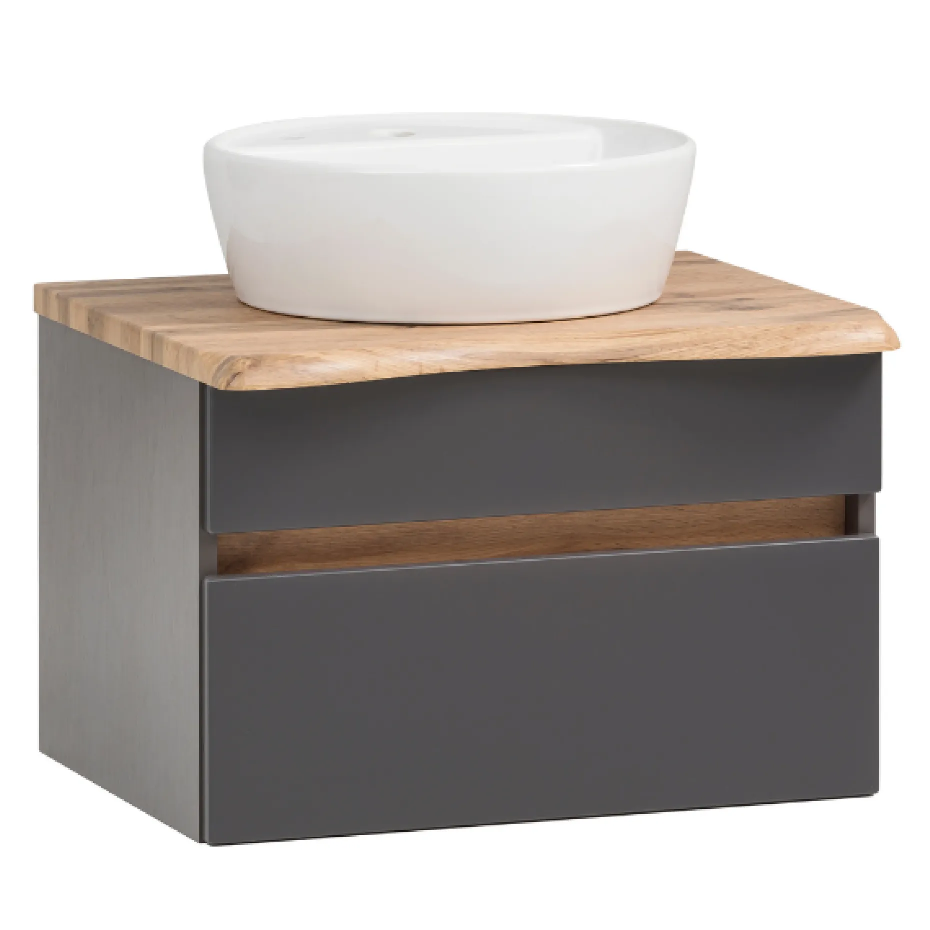 Waschtischunterschrank Vikas 61cm 2 Schubladen - anthrazit/eick
