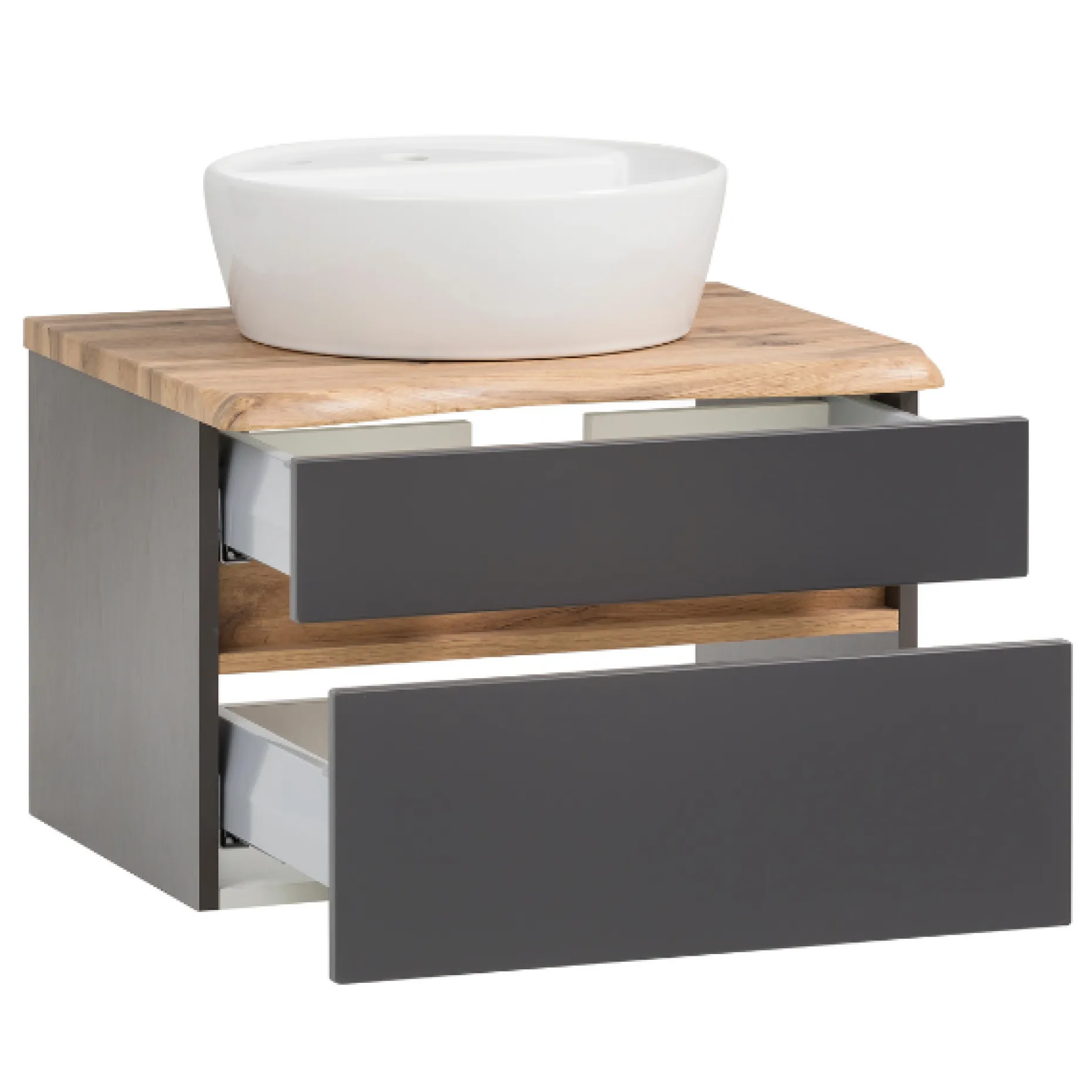 Waschtischunterschrank Vikas 61cm 2 Schubladen - anthrazit/eick
