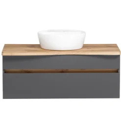 Waschtischunterschrank Vikas 101cm 2 Schubladen - anthrazit/pfirsich