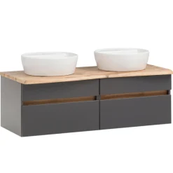 Waschtischunterschrank Vikas 121cm 4 Schubladen - anthrazit/gelb