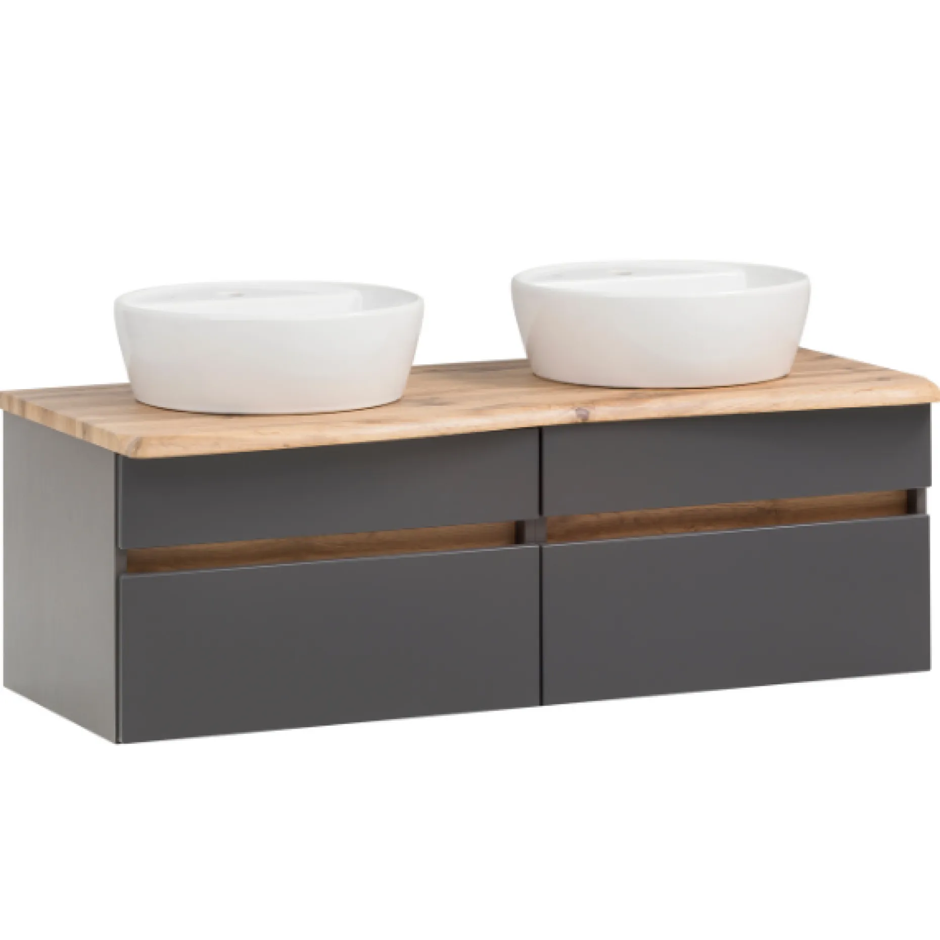 Waschtischunterschrank Vikas 121cm 4 Schubladen - anthrazit/gelb