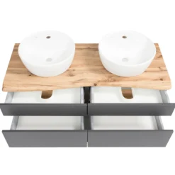 Waschtischunterschrank Vikas 121cm 4 Schubladen - anthrazit/gelb