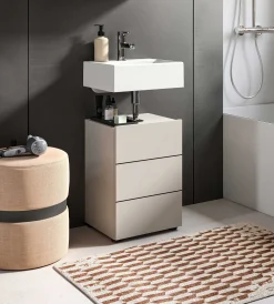 Waschtischunterschrank Vira Xonox - Melamin Cashmere/Schwarz - 38x56x34 cm