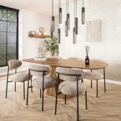 Emob Wave Esstisch 215cm - Massiv Mango Sand
