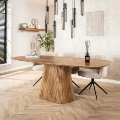 Emob Wave Esstisch 215cm - Massiv Mango Sand
