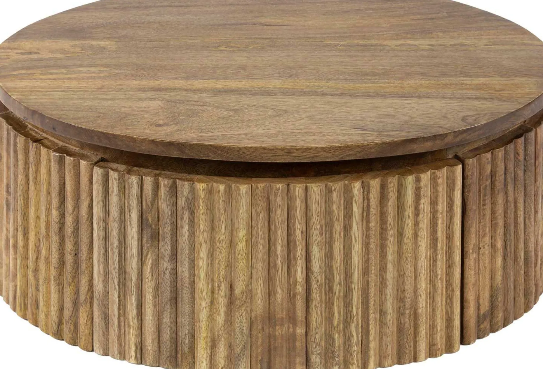 Wave Runder Nachttisch aus Mangoholz - Sand Finish