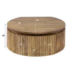 Wave Runder Nachttisch aus Mangoholz - Sand Finish