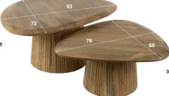 Emob Wave Triangular Top Couchtisch Set/2 - Massiv Mango Sand