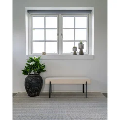 House Nordic e Bouclé-Bank mit schwarzen Beinen - 100x36x42,5 cm