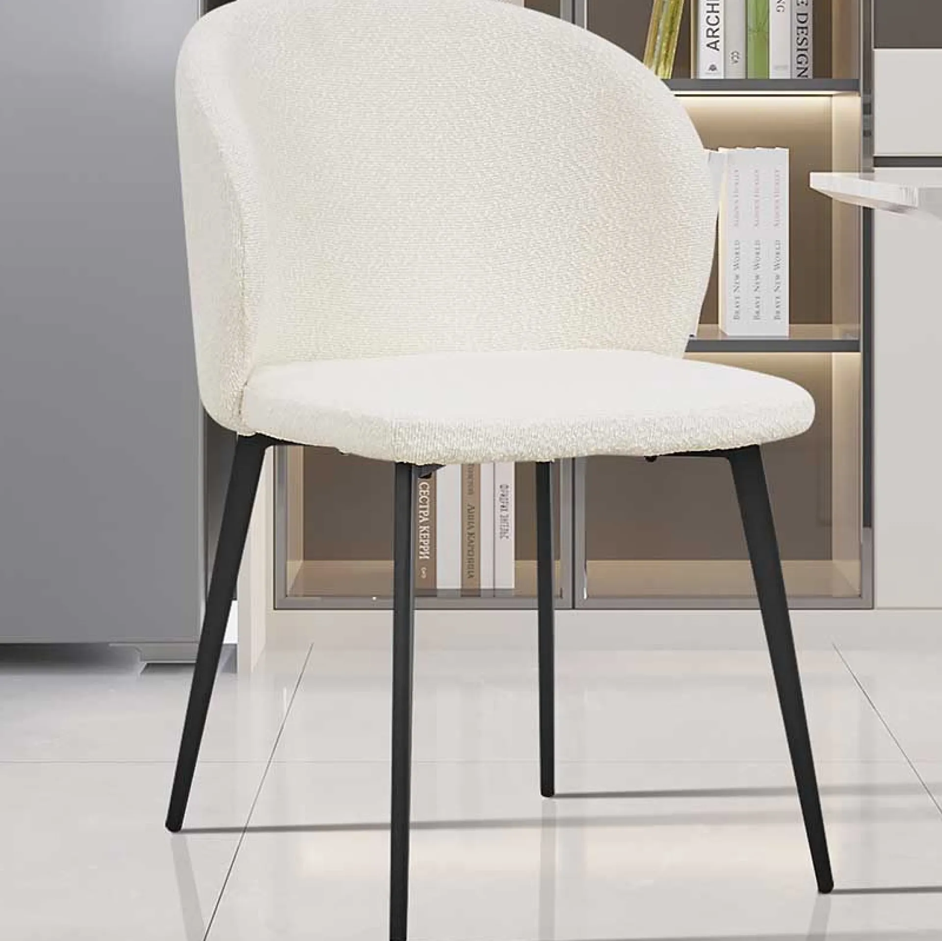 Rousseau er Bouclé-Stuhl Toledo | Metallbeine | H80 x B51 x T55 cm