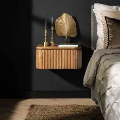 WelleNachttisch - Farbe Mango-Sand massiv