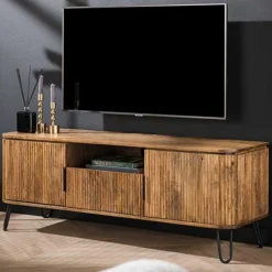Welle TV-Schrank sandfarbenes massives Mangoholz