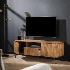Welle TV-Schrank sandfarbenes massives Mangoholz