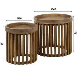 Emob WesSatz von 2 Couchtischen - sandfarbenes Mangoholz