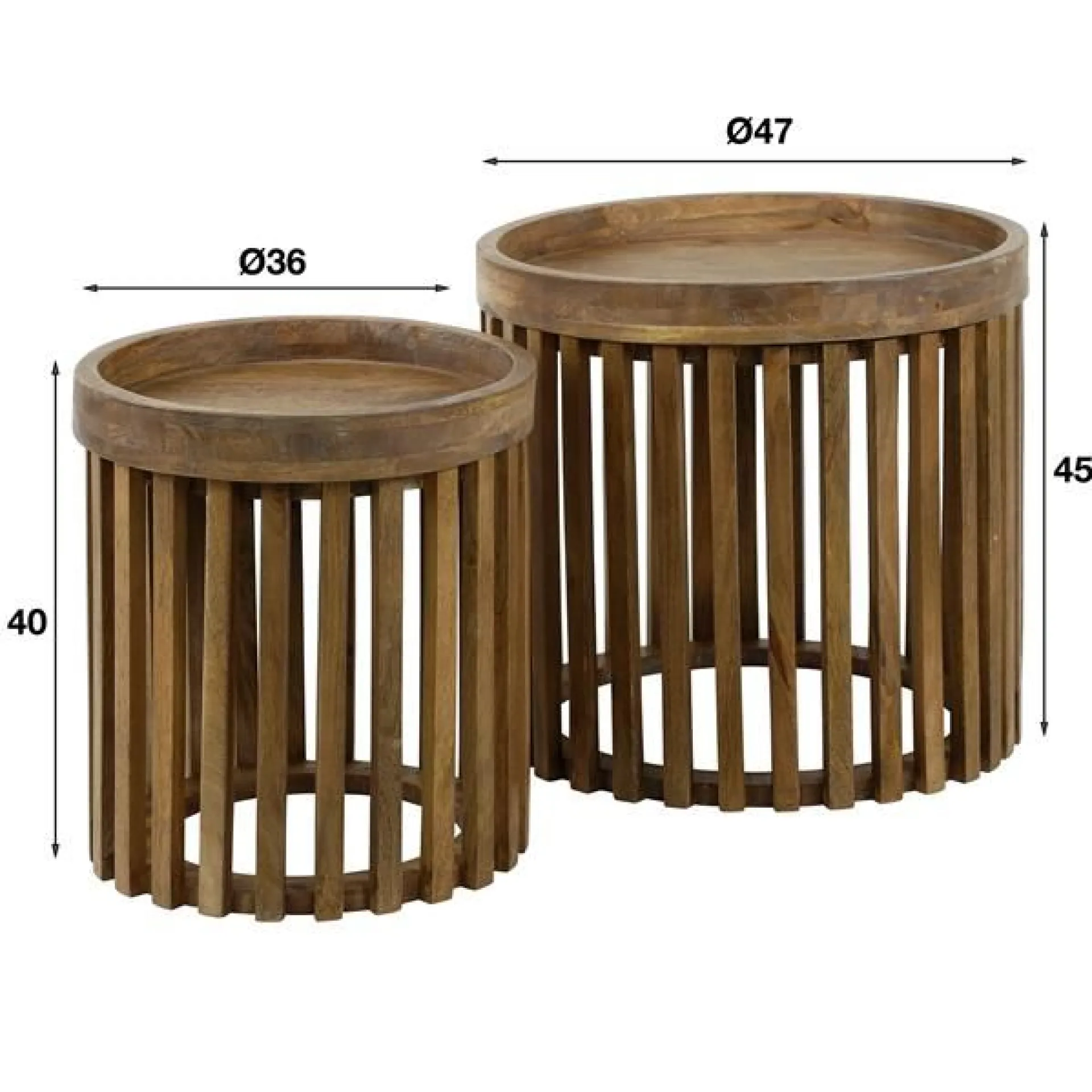 Emob WesSatz von 2 Couchtischen - sandfarbenes Mangoholz