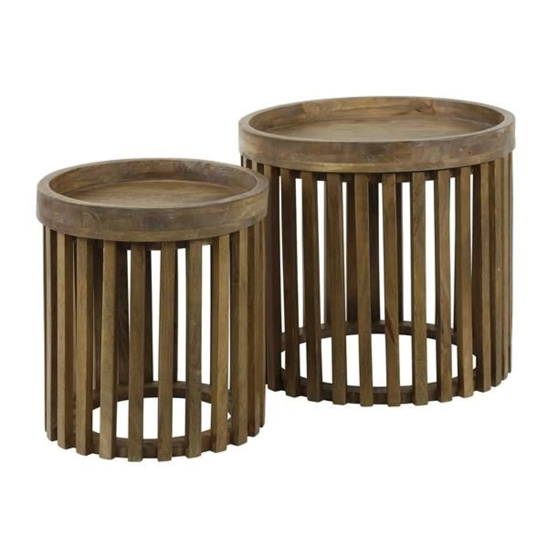 Emob WesSatz von 2 Couchtischen - sandfarbenes Mangoholz