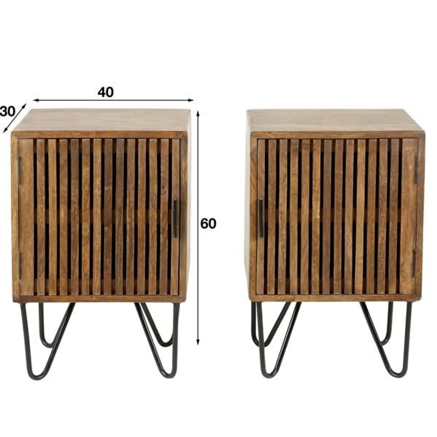 Wes Set aus 2 Nachttischen 40x30 cm - Mangoholz sand