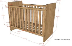 Wickelkommode Sammie - 60x120cm - 90x200cm - Eiche Dekor
