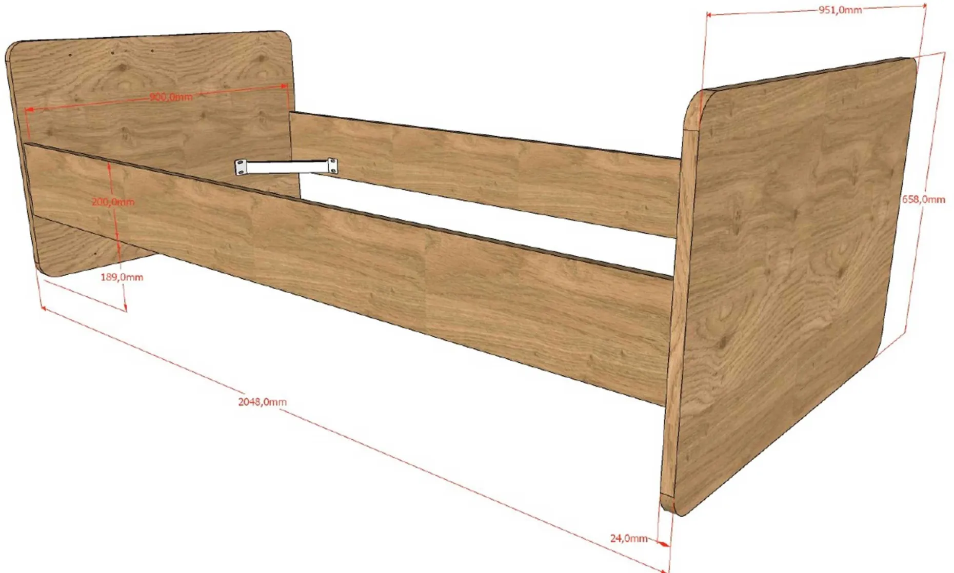 Wickelkommode Sammie - 60x120cm - 90x200cm - Eiche Dekor