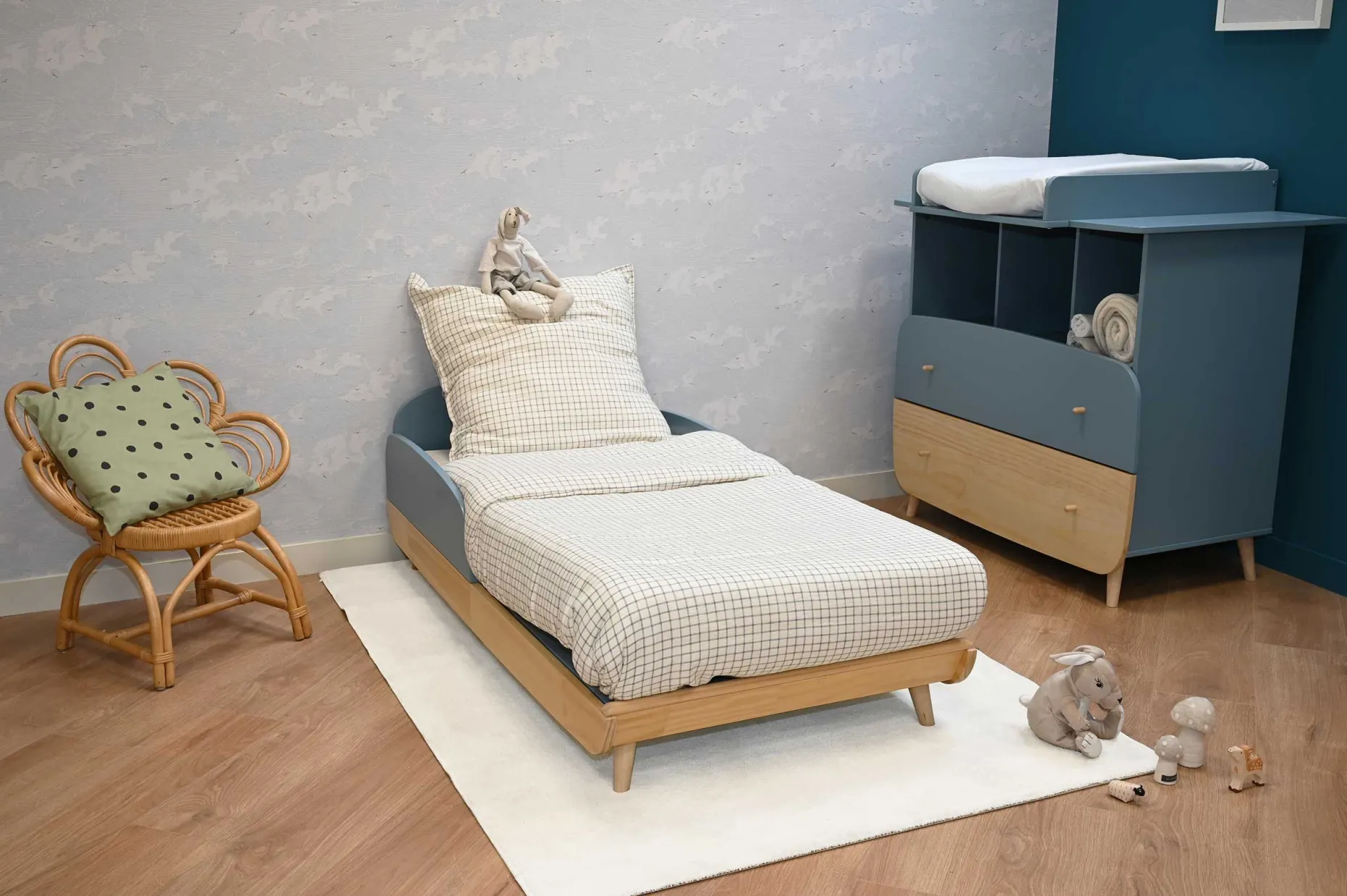 Wickeltisch für Kommode Firmiana | 96 x 71,7 x 11,5 cm | Blau
