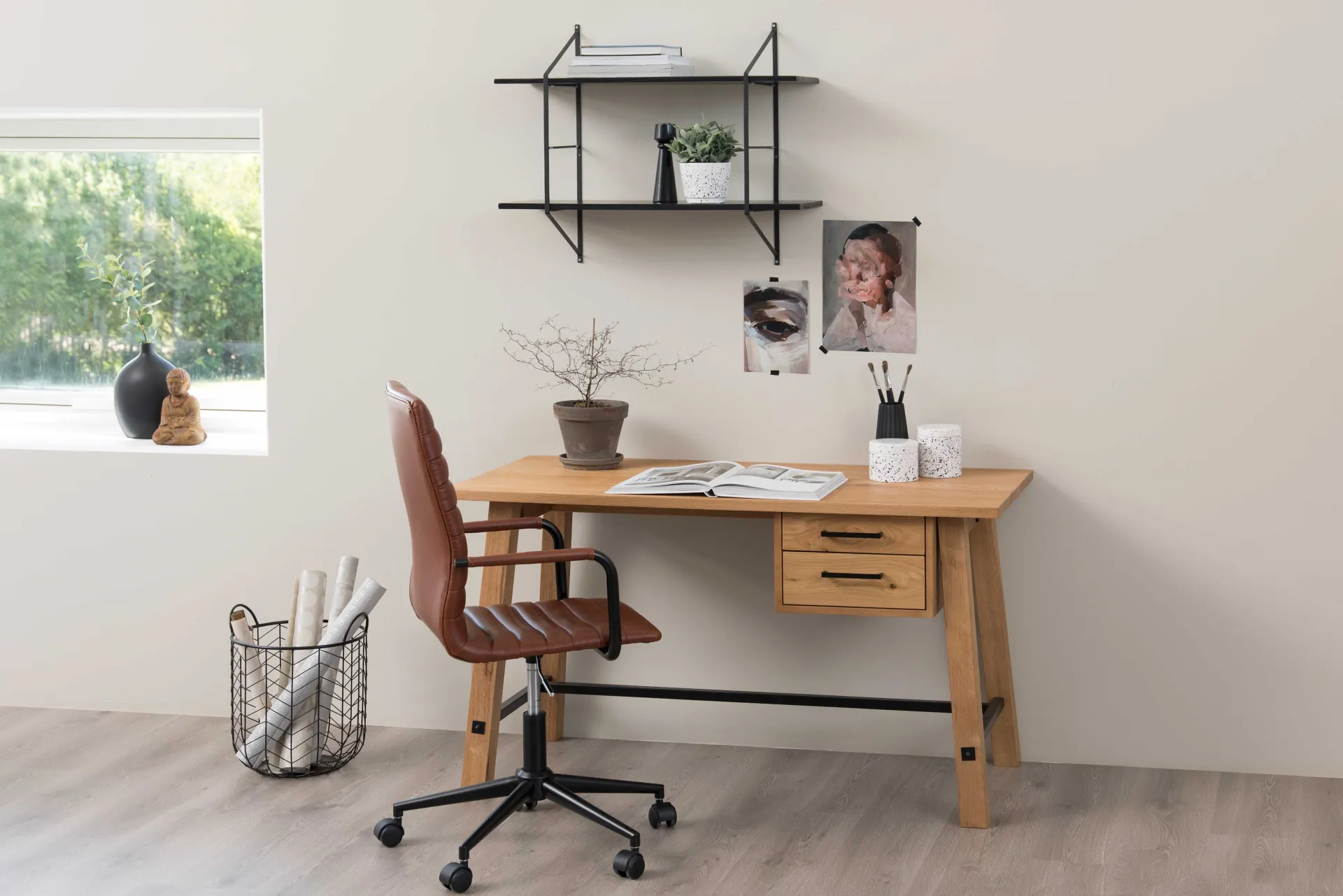 Emob Windsor Bürostuhl - verstellbar - Kunstleder cognac