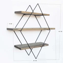 Wr007 Dekoratives Wandregal aus Holz | 100 % Fichtenholz | Walnuss, Schwarz