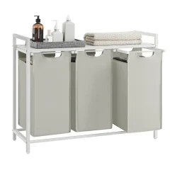 Vasagle Wäschekorb mit Regal Polly | Drei Fächer | 92,5 x 33 x 72 cm |
