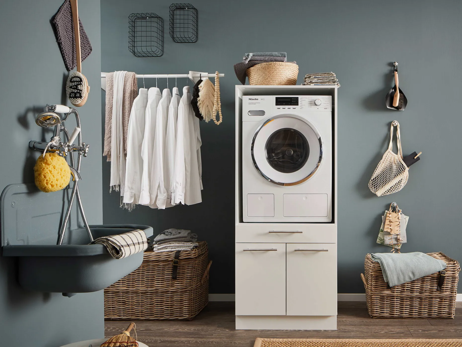 Wäscheschrank Laundreezy | 68 x 68 x 162 cm | Weiß