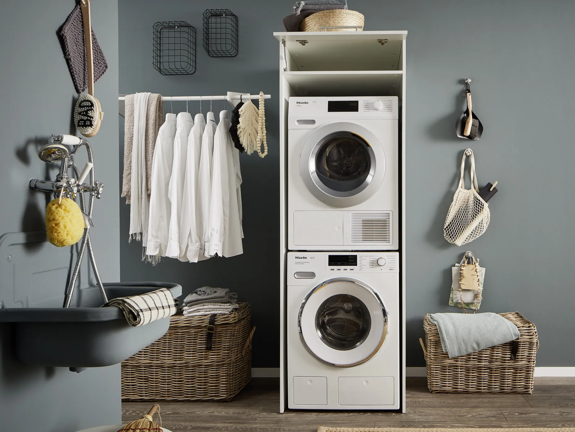 Wäscheschrank Laundreezy | 68 x 68 x 200 cm | Weiß