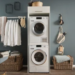 Wäscheschrank Laundreezy | 68 x 68 x 200 cm | Weiß