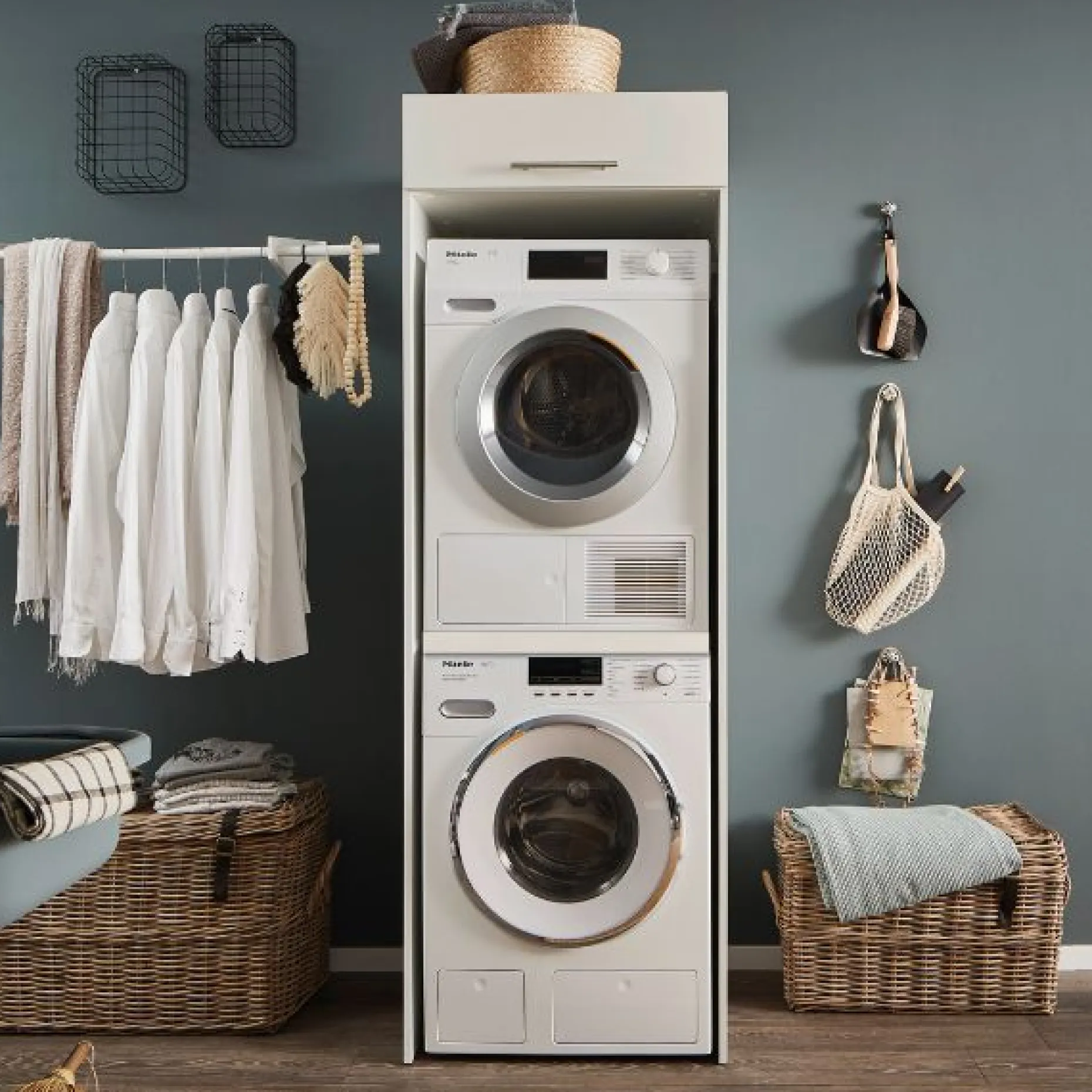 Wäscheschrank Laundreezy | 68 x 68 x 200 cm | Weiß