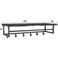 YucaRegalständer 6 Haken -schwarzes massives Akazienholz
