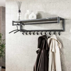 Zeitgenössische Garderobe mit 10 Haken und Hutablage