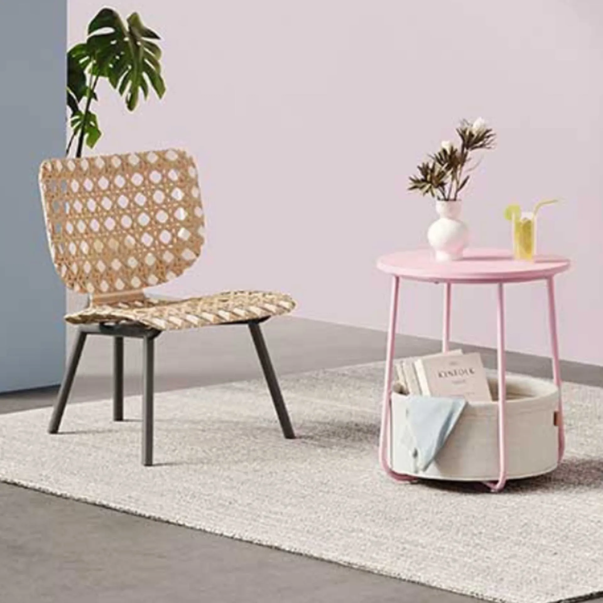 Vasagle Zoë Beistelltisch mit Korb ø45cm - /weiß