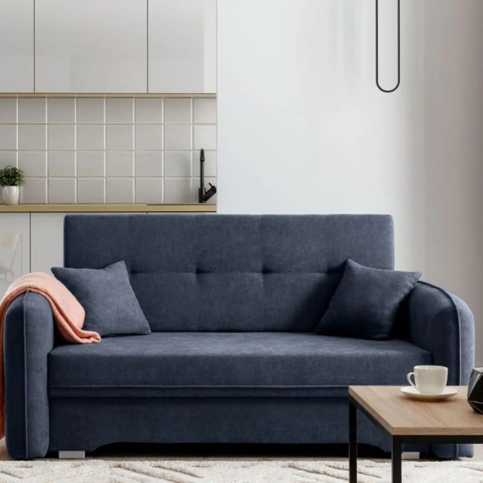 Emob Zweisitziges Sofa mit Schlaffunktion Laina | 155 x 105 x 75 cm | Dunkel
