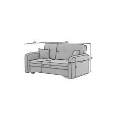 Emob Zweisitziges Sofa mit Schlaffunktion Laina | 155 x 105 x 75 cm |