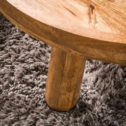 Emob Zweistöckiges Mangoholz-Dreibein-Couchtisch-Set in Sand