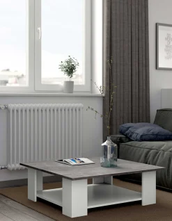 Symbiosis Zweite Chance Couchtisch Quadratisch 67x67 - Weiß/Beton