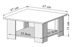 Symbiosis Zweite Chance Couchtisch Quadratisch 67x67 - Weiß/Beton