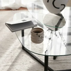 Emob Zweite Chance Locelso Couchtisch-Set | 100% gehärtetes Glas | 6mm Dicke | mattiert