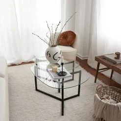 Emob Zweite Chance Locelso Couchtisch-Set | 100% gehärtetes Glas | 6mm Dicke | mattiert